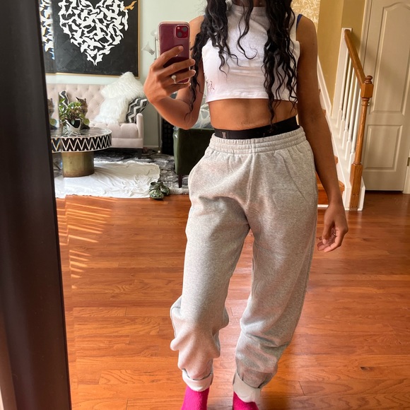 Savage X Fenty Platinum Grey Oversized Xssential Rolled Cuff Jogger Sweatpants - Picture 16 of 16